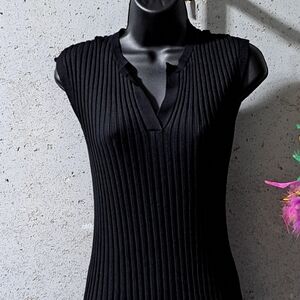 #098 Sz XS Maxi Dress - Freshman1996  Black Ribbed Knit